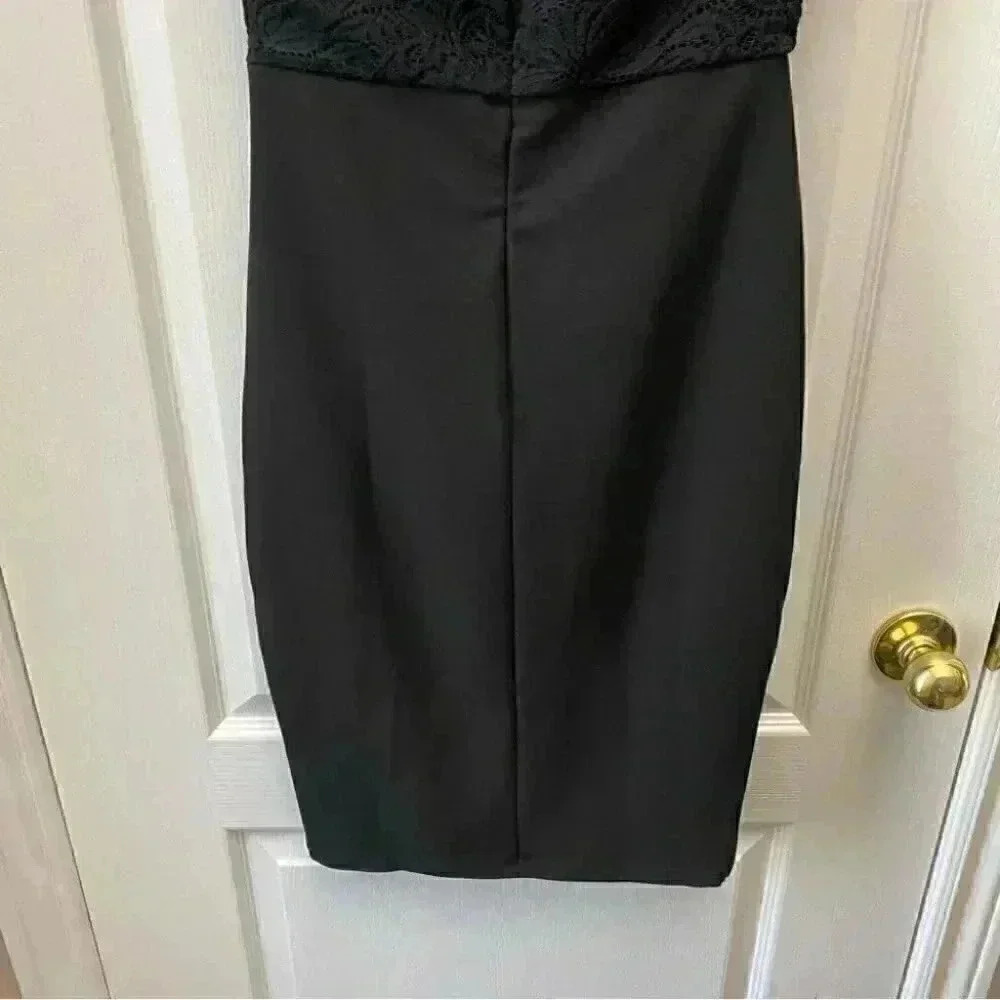 Le Chateau Black Cocktail Dress Off Shoulder Bardot Lace Bodice Formal LBD XS - Picture 11 of 16